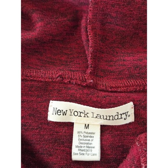 New York Laundry Hoodie Women’s Medium Burgundy Knit Pullover Lace‑Up Loungewear - Picture 3 of 6